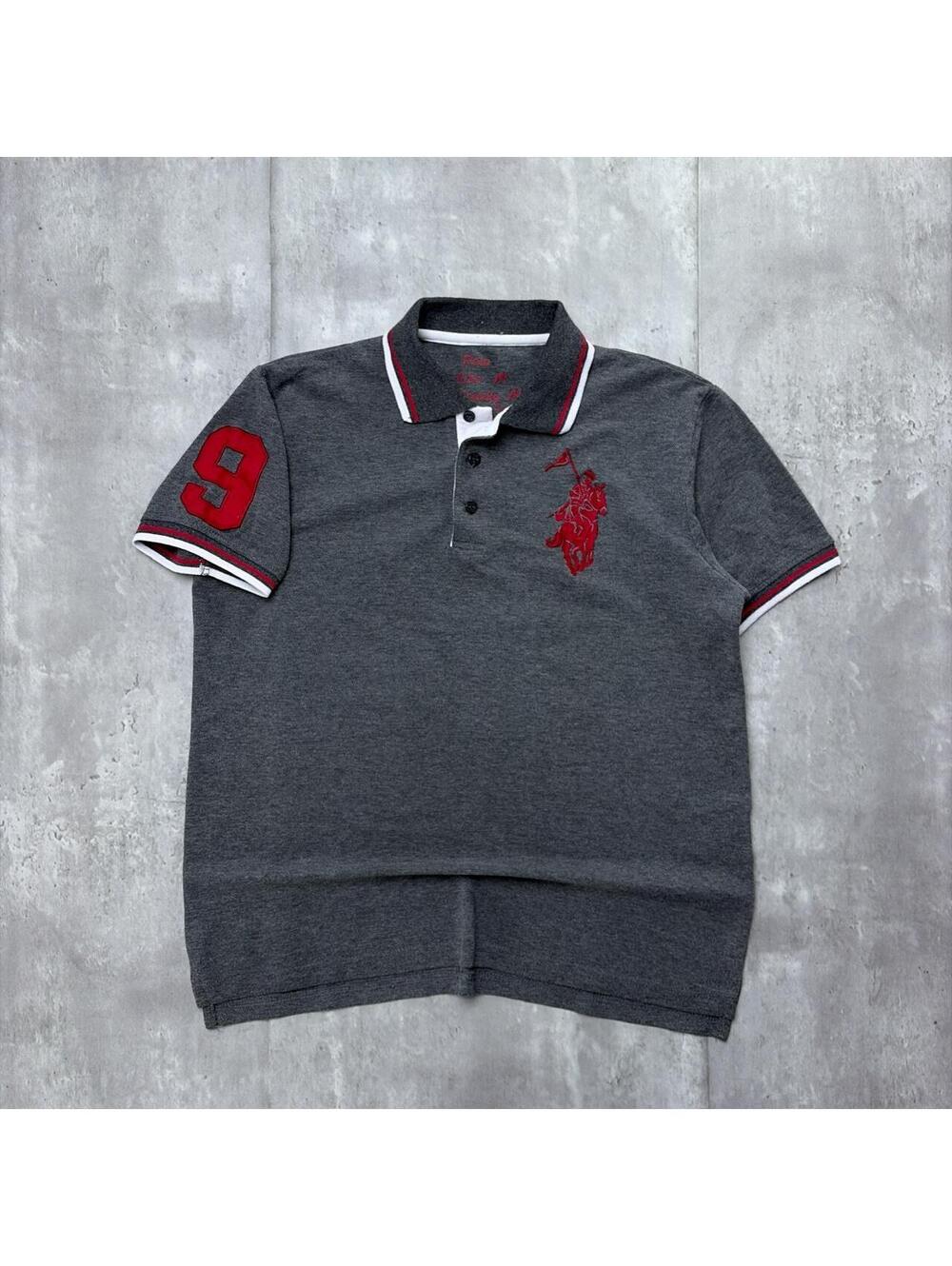 Y2K Gray Franky Max Grunge Big Pony Polo Shirt